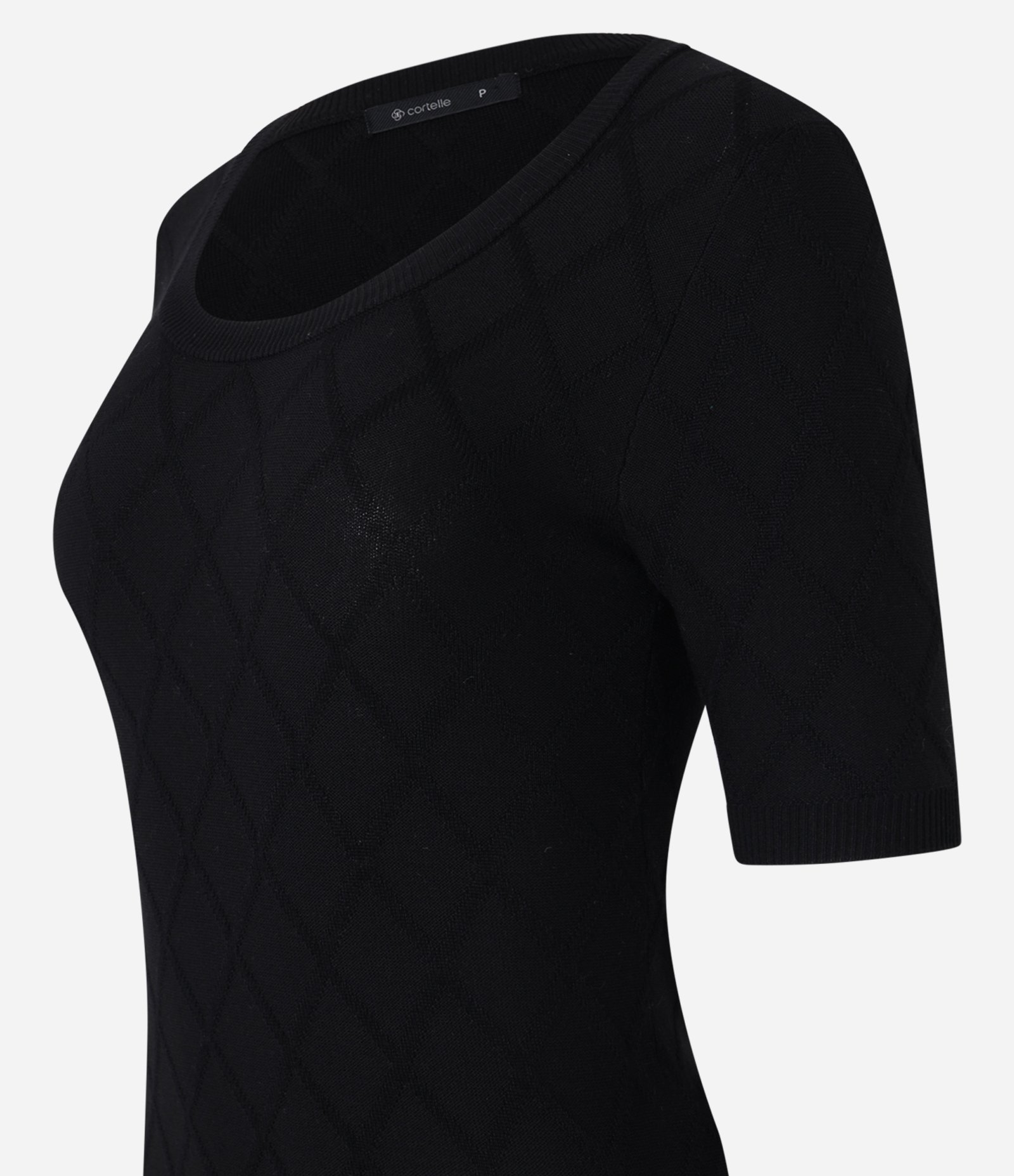 Blusa em Tricô com Losangos em Textura Preto 6