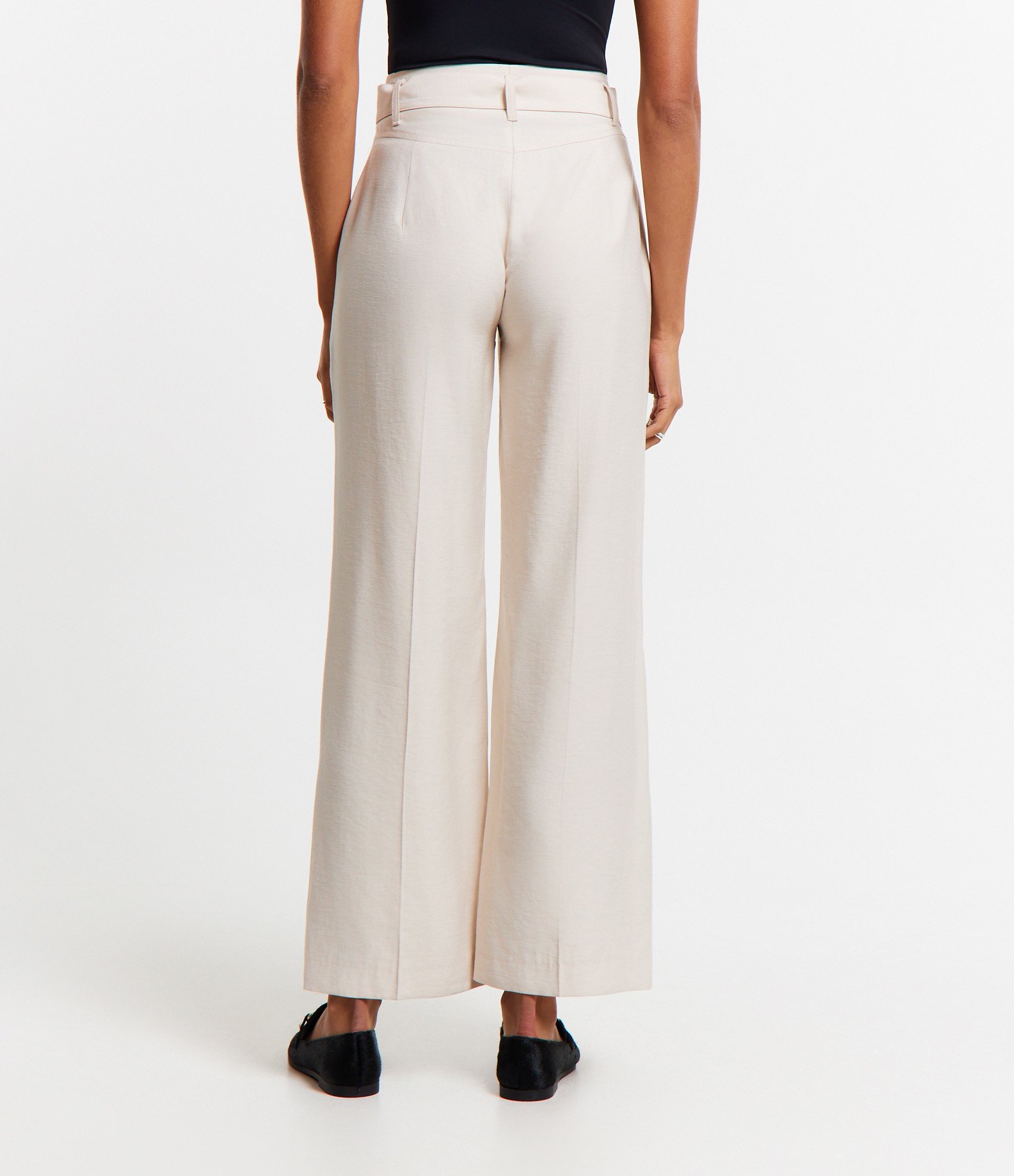 Calça Wide Leg em Viscose com Cinto Fivela Off White 5