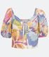 Imagem miniatura do produto Blusa Cropped en Laise con Manga Corta con Estampado Floral Multicolores 6