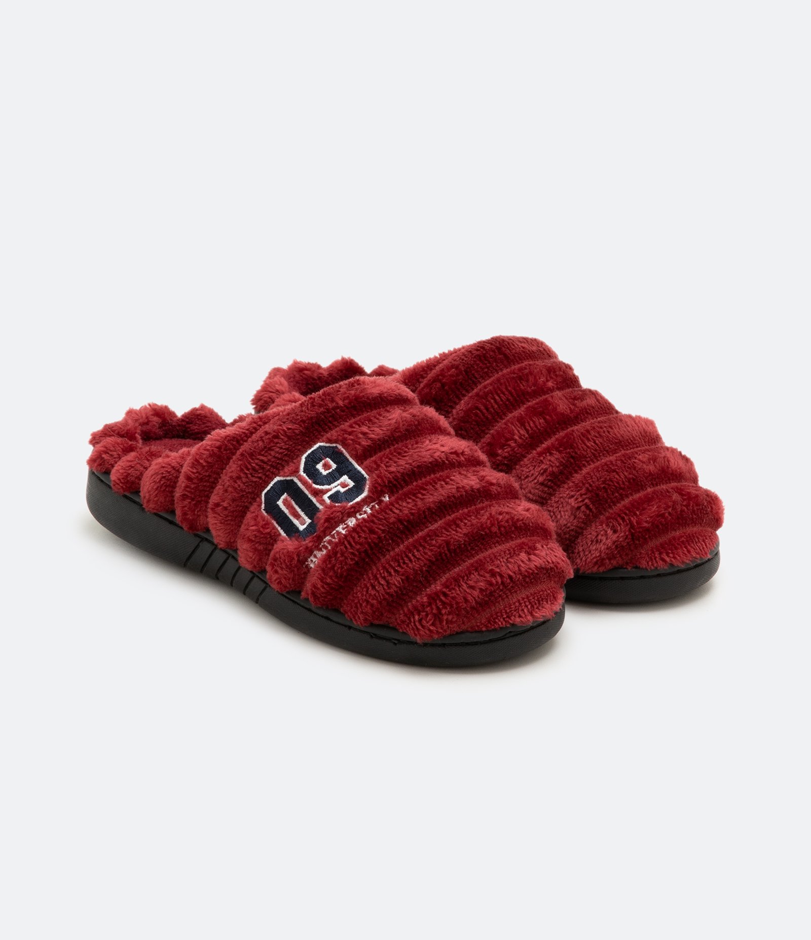 Pantufa Chinelo Infantil em Fleece com Bordado 09 - Tam 29/30 ao 35/36 Bordô 1