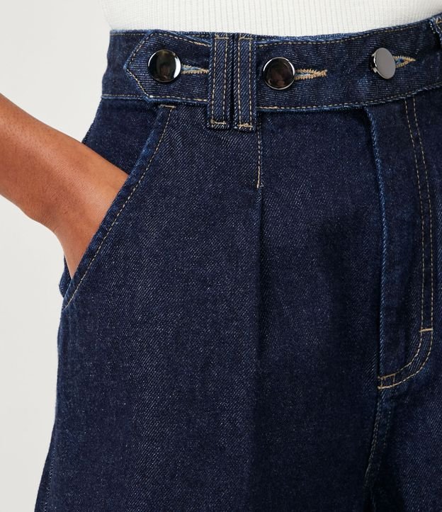 Short Mom Jeans con Cintura Diferenciada Azul 4