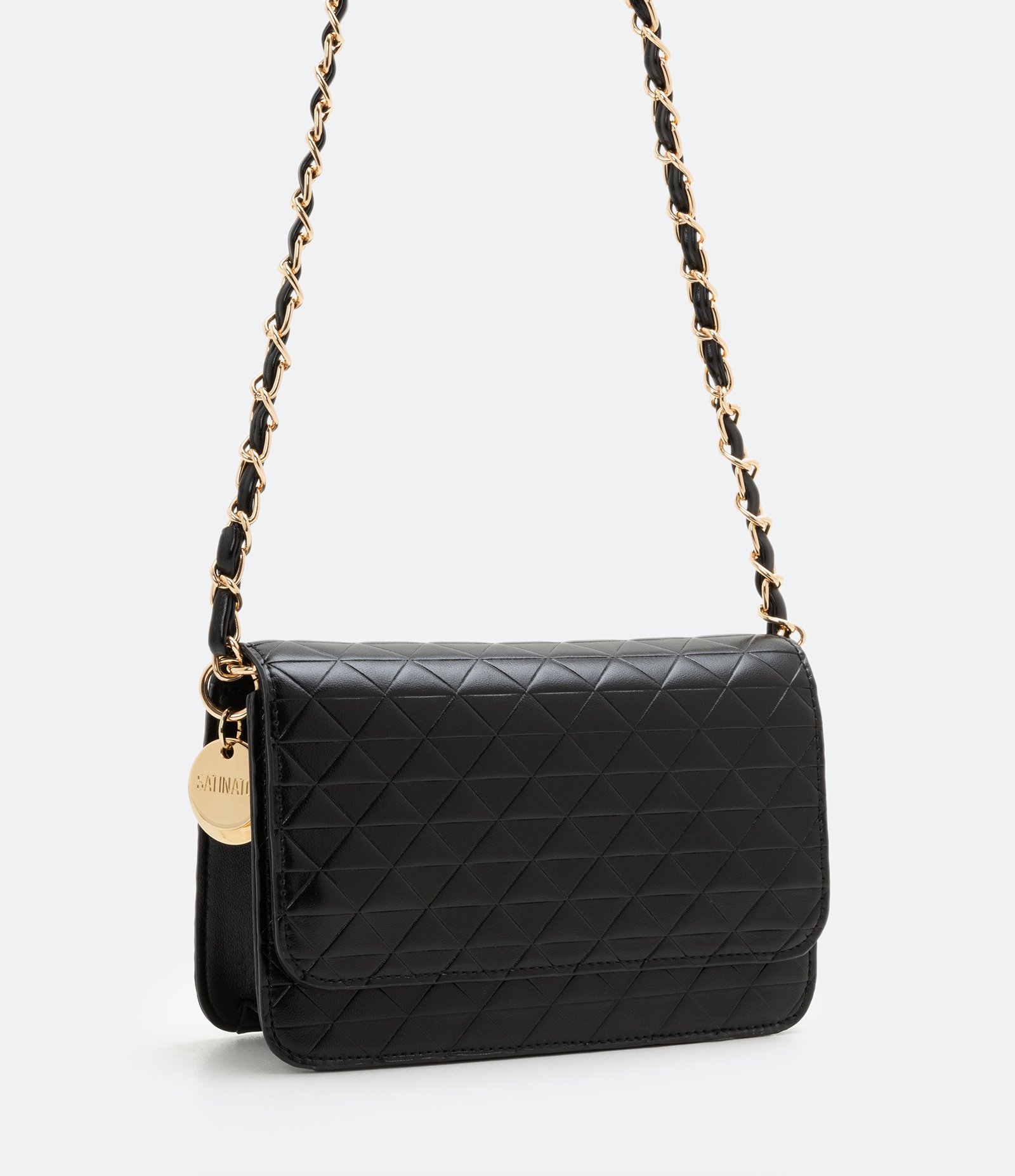 Bolsa Estruturada em Matelassê com Alça de Corrente Preto 2