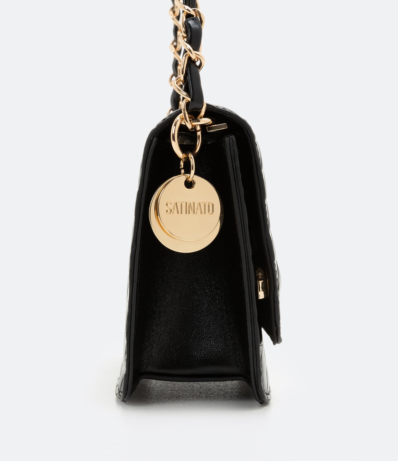 Bolsa Estruturada em Matelassê com Alça de Corrente Preto 3