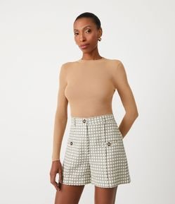 Suéter Básico em Tricô com Textura Canelada