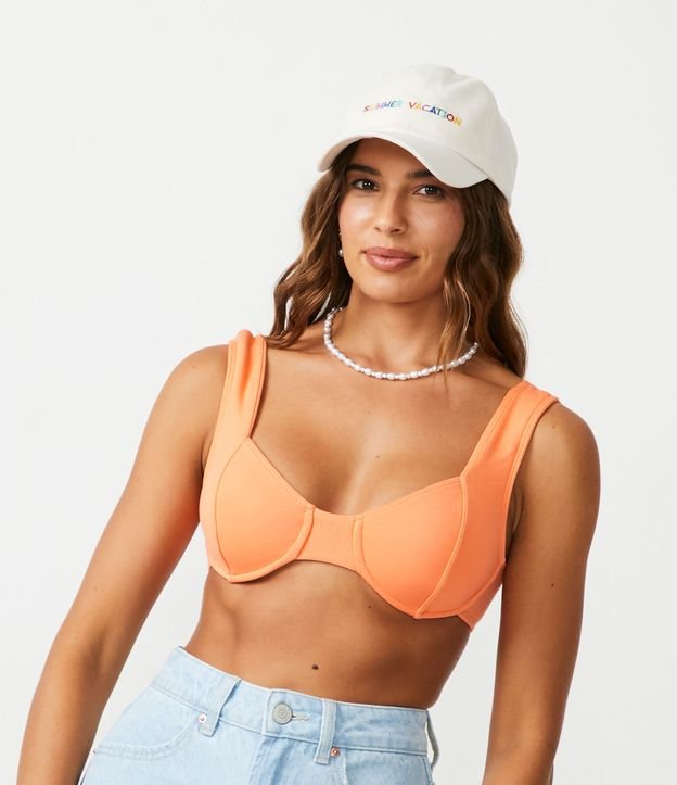 Blusa Musculosa Cropped en Viscosa con Lastex en la Espalda Naranja 3