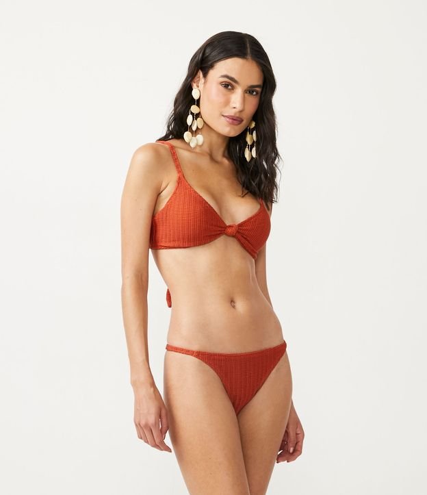 Bikini Bombacha Colaless en Poliamida Texturizado Naranja 2