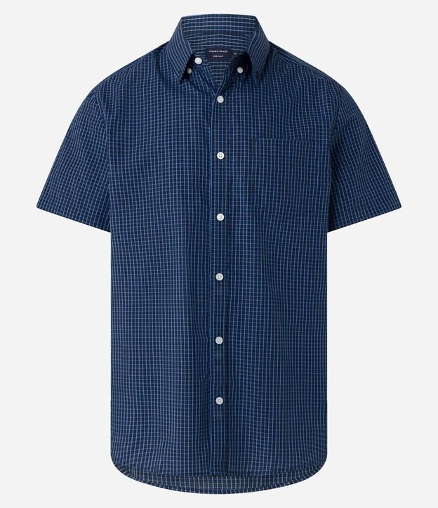Camisa Comfort em Algodão com Estampa Xadrez Azul 5