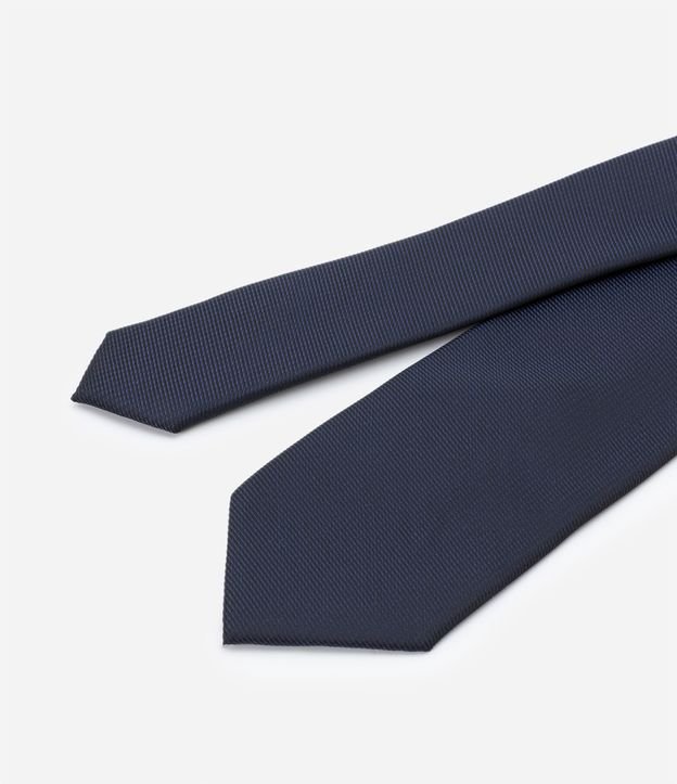 Gravata Slim Maquinetada com Textura Azul/ Preto 3