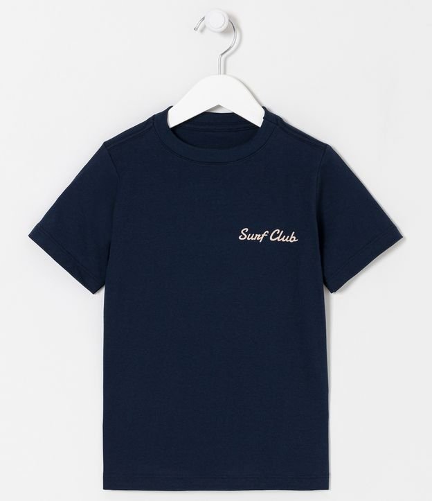 Camiseta Infantil com Estampa Praia e Lettering Surf Club - Tam 5 a 14 Anos - Cor: Azul - Tamanho: 5-6