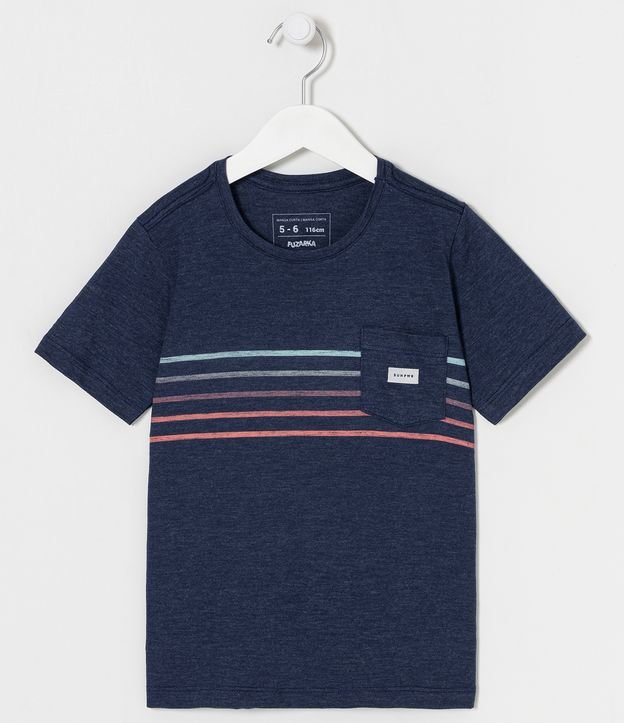 Remera Infantil con Estampado de Rayas - Talle 5 a 14 años Azul 1