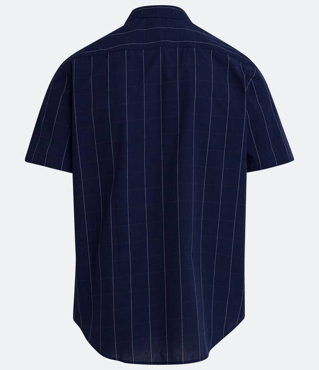 Camisa Regular em Algodão com Estampa Xadrez Azul Escuro 6