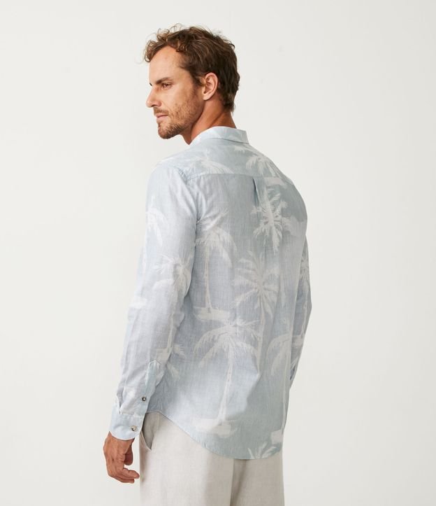 Camisa Comfort en Algodón con Estampado de Cocoteros Azul 3