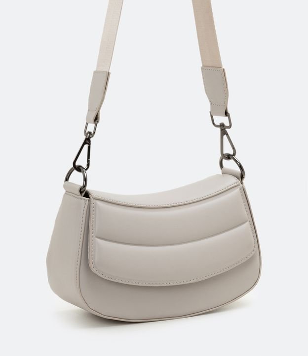 Bolso Transversal Baguette con Correa de Gros Gris 1