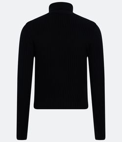 Blusa Básica em Tricô Canelado com Gola Alta