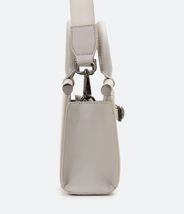Bolsoo Satchel con Detalle de Tubo y Correa Gorgurón Gris 3
