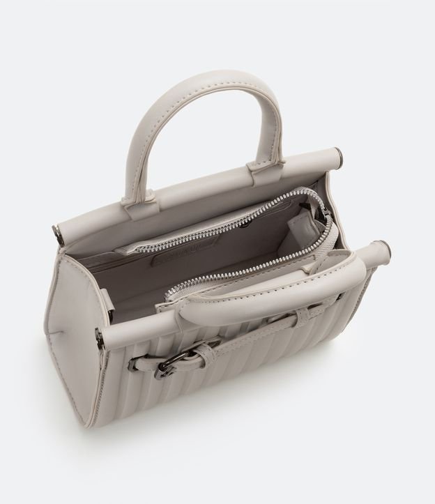 Bolsoo Satchel con Detalle de Tubo y Correa Gorgurón Gris 5