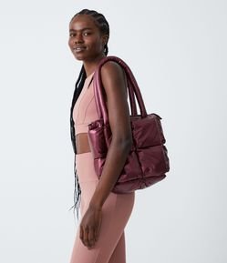 Bolsa Shopper Puffer com Efeito Metalizado
