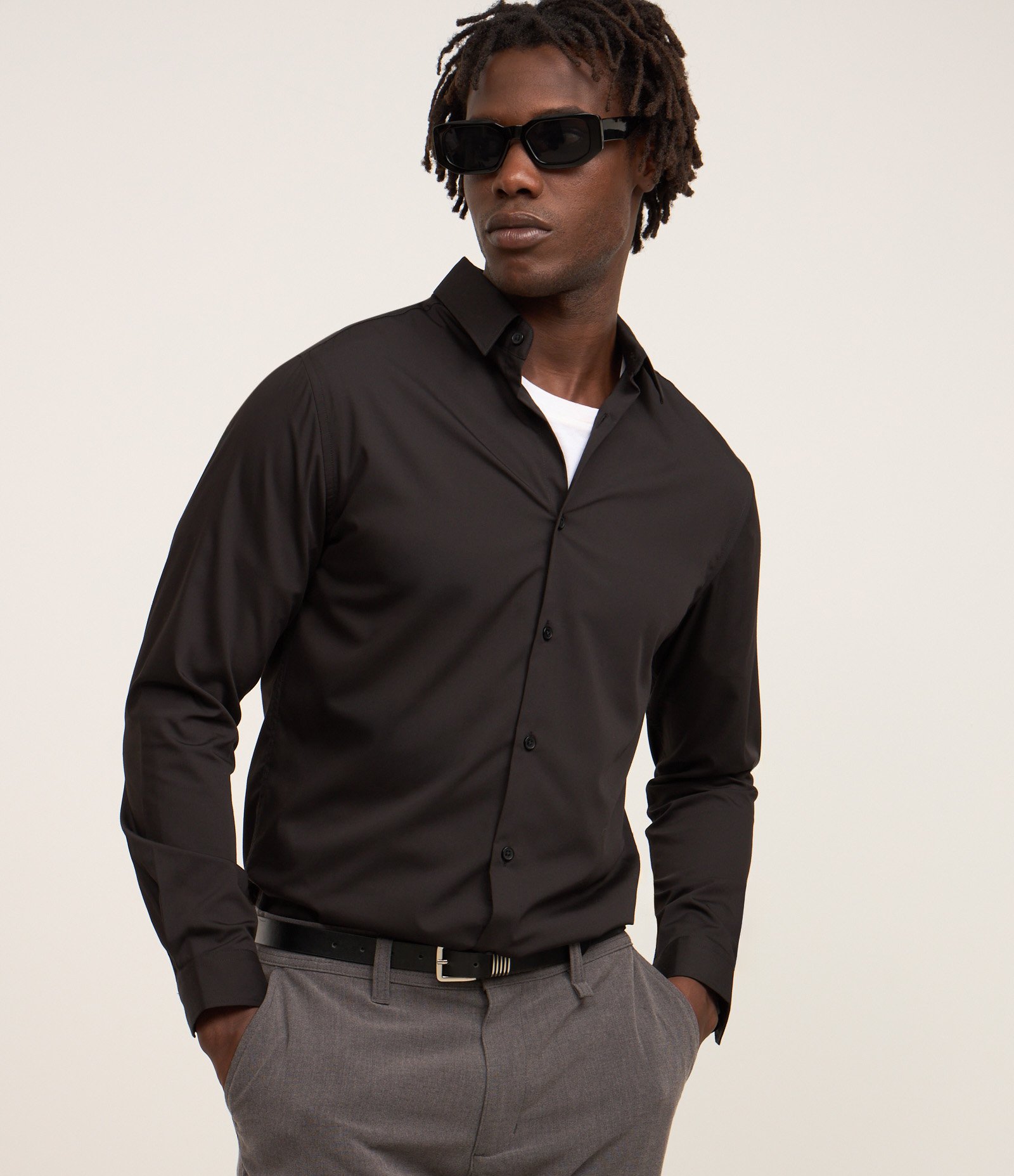 Camisa Slim em Fibra de Bambu Preto 1