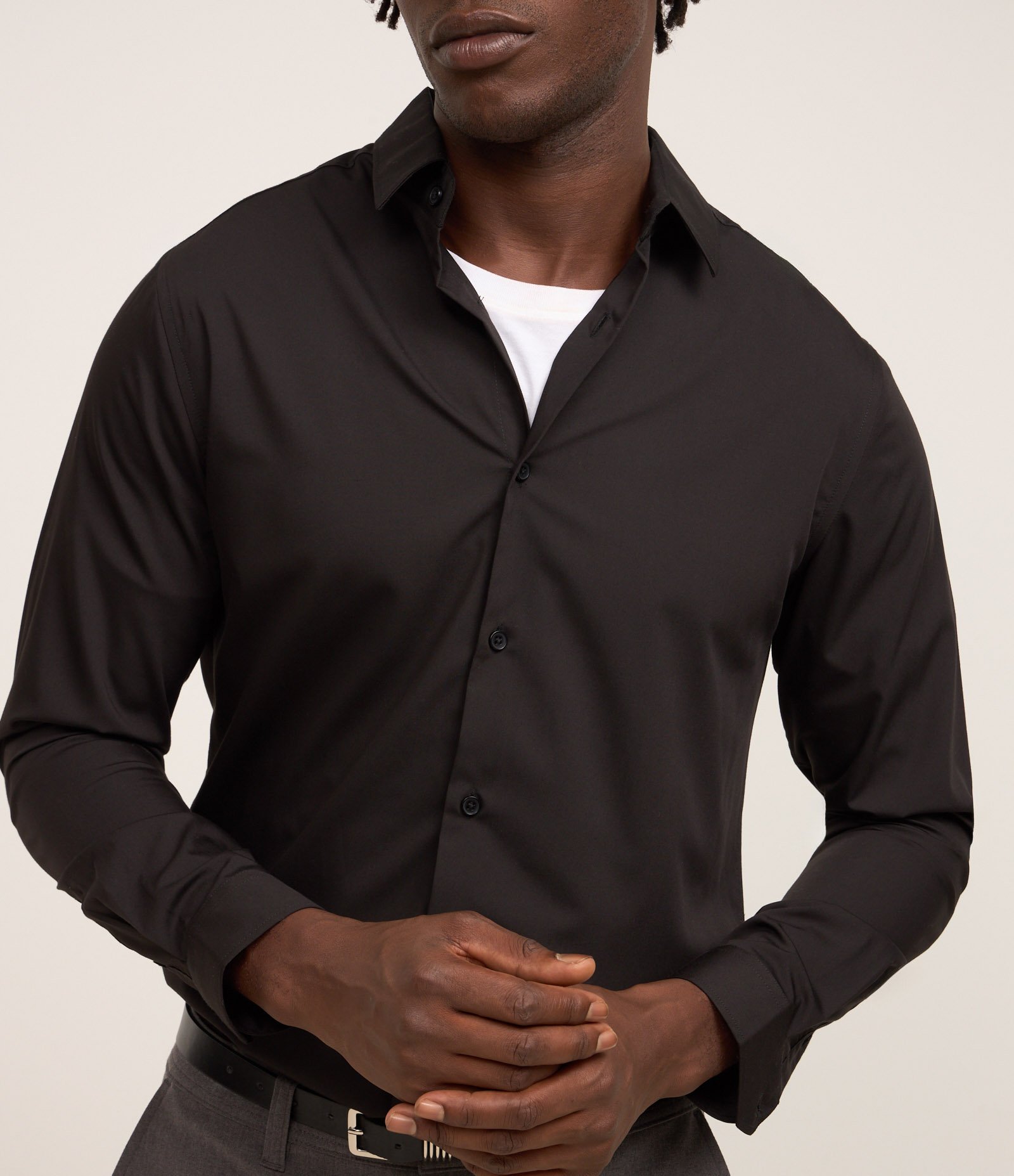 Camisa Slim em Fibra de Bambu Preto 3