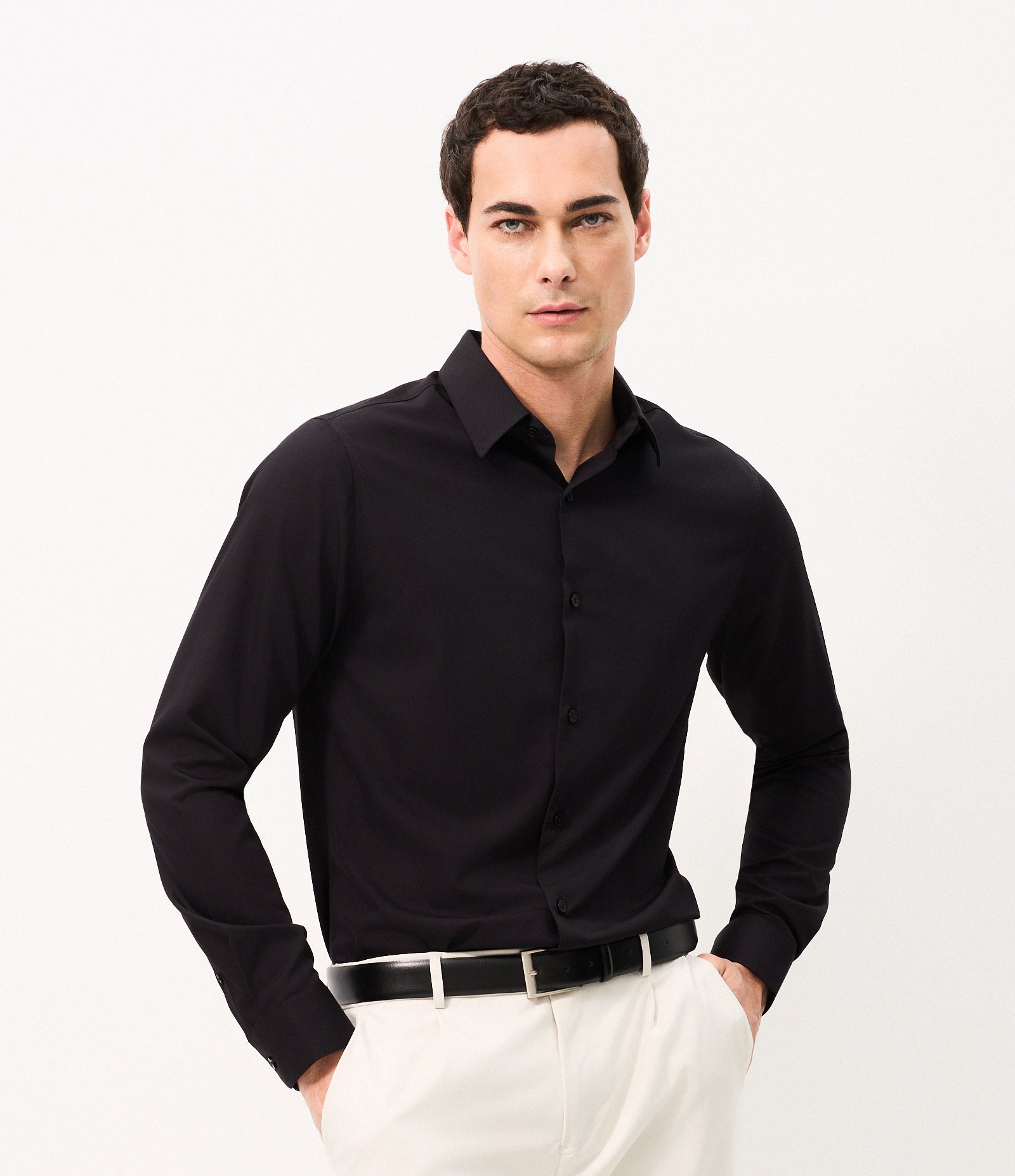 Camisa Slim em Fibra de Bambu Preto 2