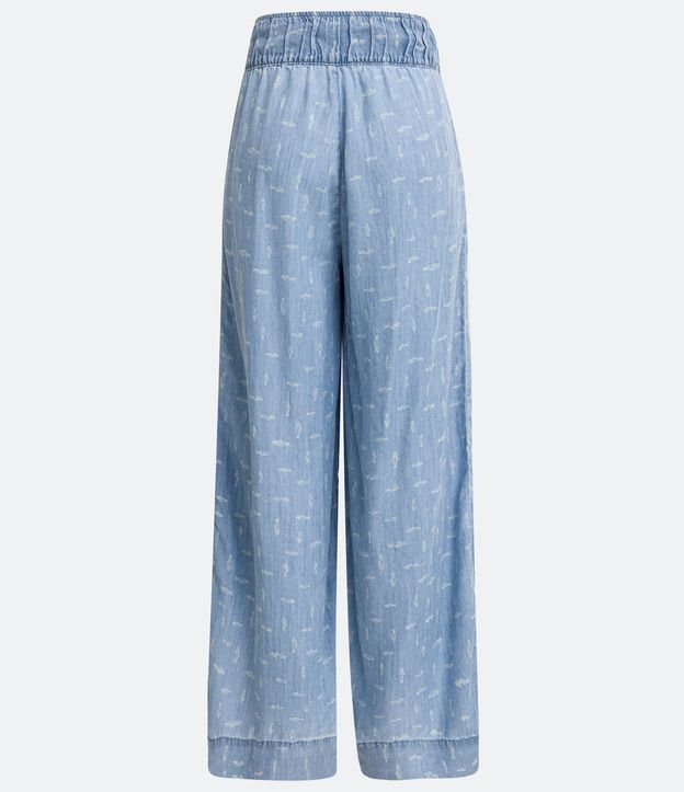 Pantalón Pantalona en Liocel con Estampado de Peces Azul 6