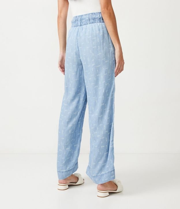 Pantalón Pantalona en Liocel con Estampado de Peces Azul 3