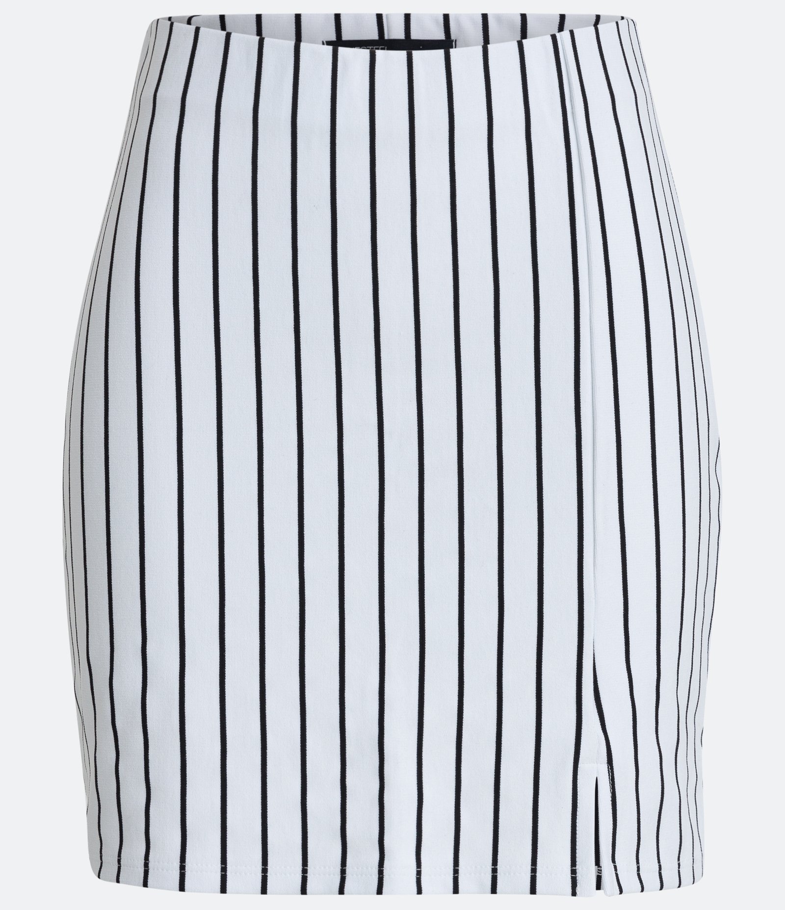 Saia Curta em Ponto Roma Listrado com Fenda Branco 1