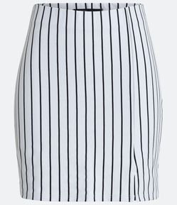 Saia Curta em Ponto Roma Listrado com Fenda