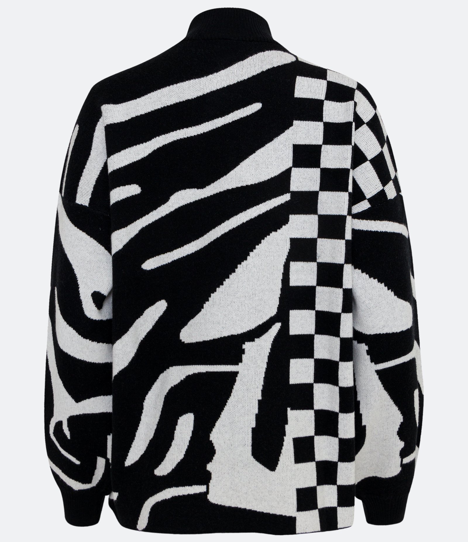 Blusão em Tricô com Manga Ampla e Estampa Animal Print Zebra Preto 6