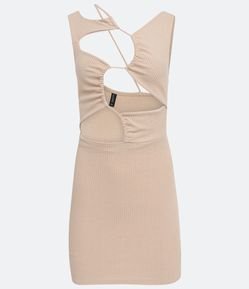 Vestido Curto em Ribana com Recortes Repuxados