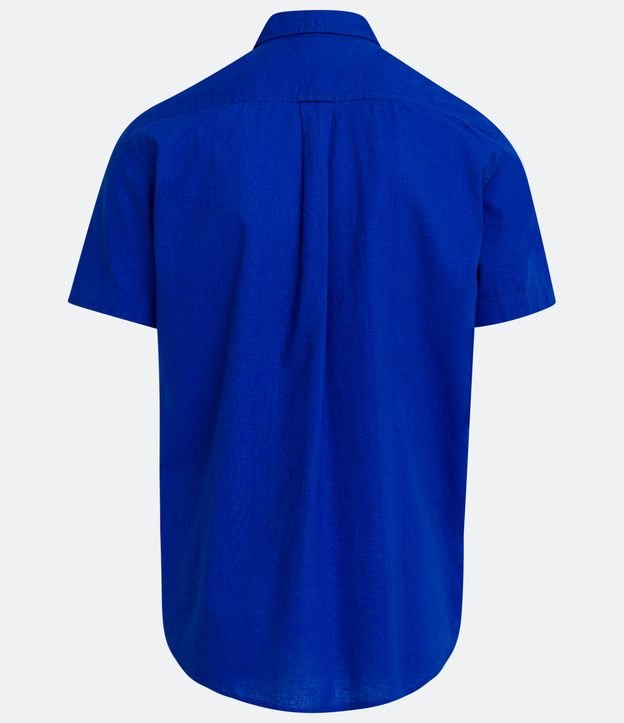 Camisa Comfort Básica em Linho com Manga Curta Azul Egípcio 6