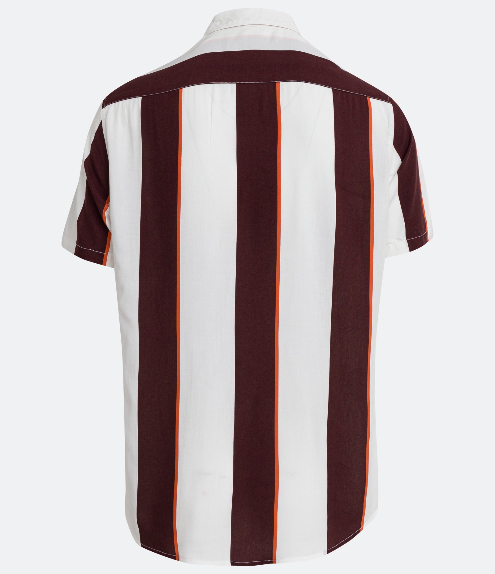 Camisa Slim em Viscose com Listras e Manga Curta Marrom 7