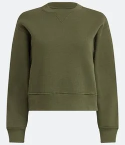 Blusão Cropped Básico em Moletom com Gola Redonda