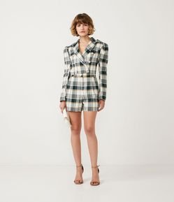 Short Cintura Alta com Estampa Xadrez