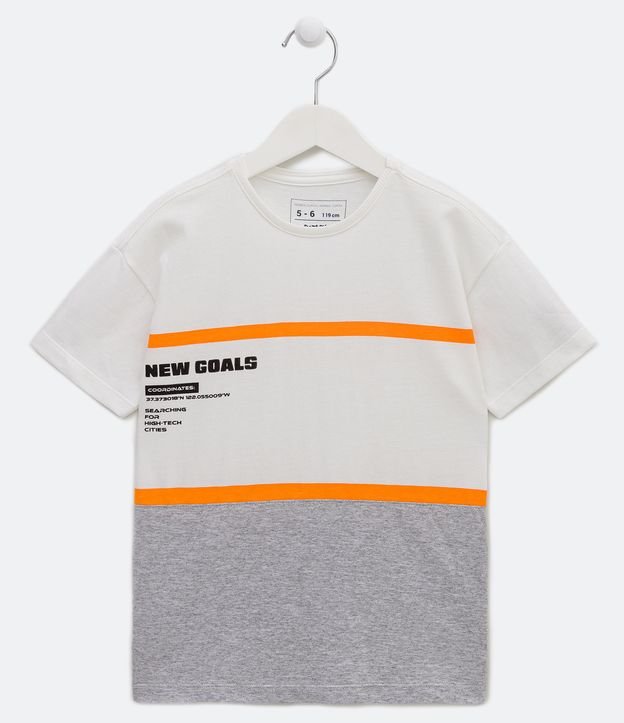 Remera Infantil con Recortes y Rayas - Talle 5 a 14 años Blanco 1