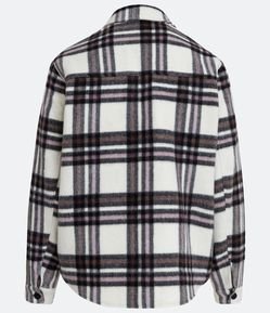 Jaqueta Overshirt com Estampa Xadrez e Bolsos Frontais