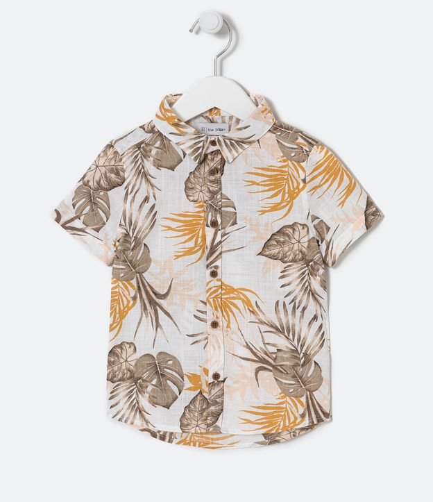 Camisa Infantil com Estampa de Folhagens - Tam 1 a 5 anos