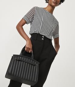 Bolsa Satchel  com Alça de Mão e Detalhe de Meia Cana