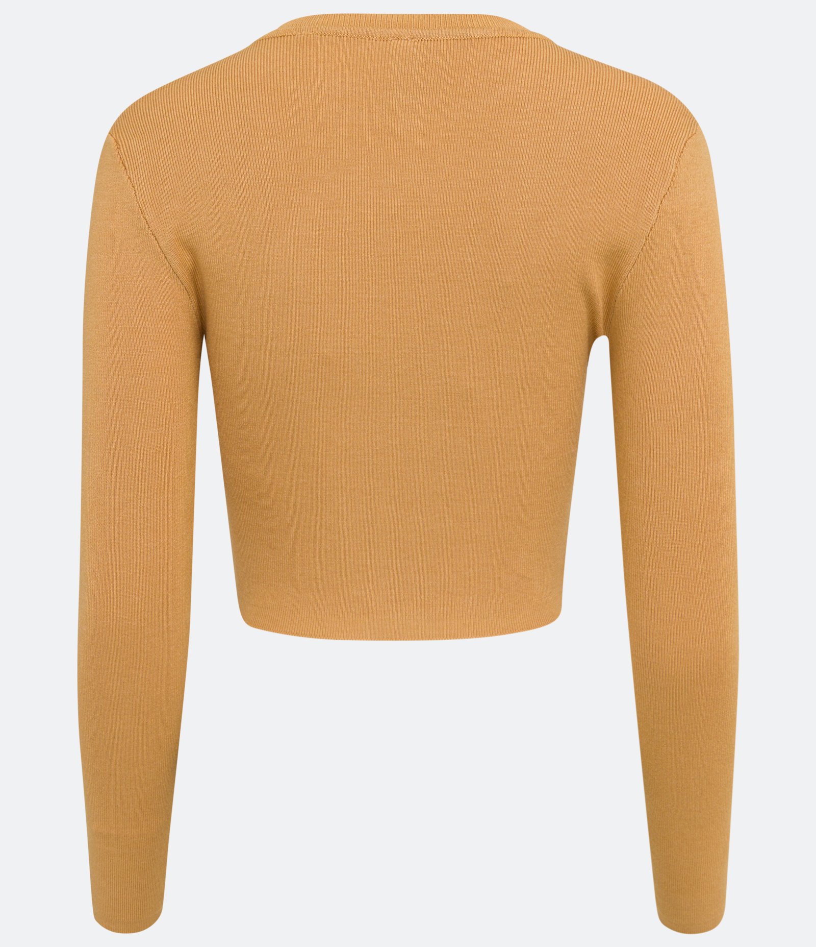 Blusa Curta Básica em Tricô Marrom Claro 6