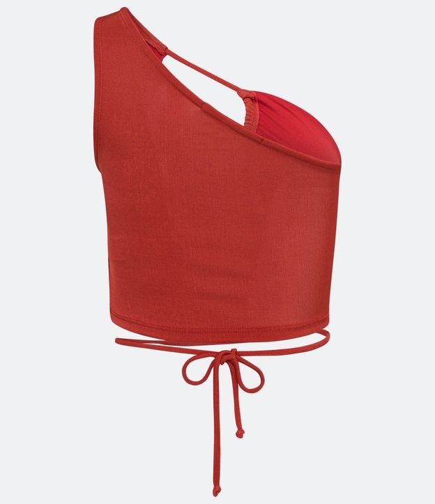 Blusa Cropped sin Manga en Jersey con Cutouts y Lazo Rojo 6