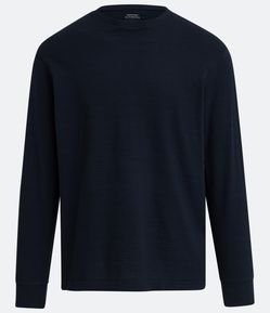 Camiseta Regular em Algodão Texturizado com Manga Longa