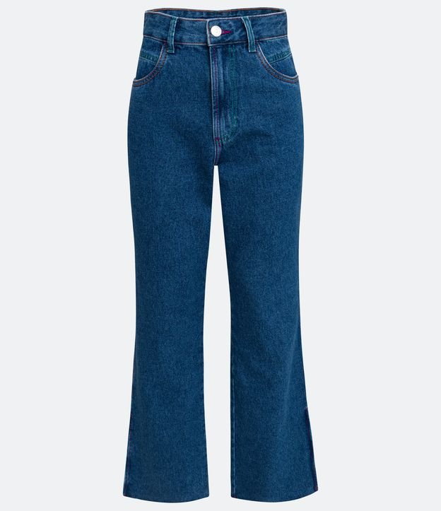 Pantalón Años 90 de Jeans con Pespuntos Contrastantes Azul 7