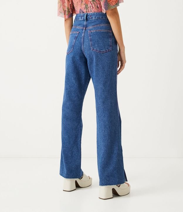 Pantalón Años 90 de Jeans con Pespuntos Contrastantes Azul 3
