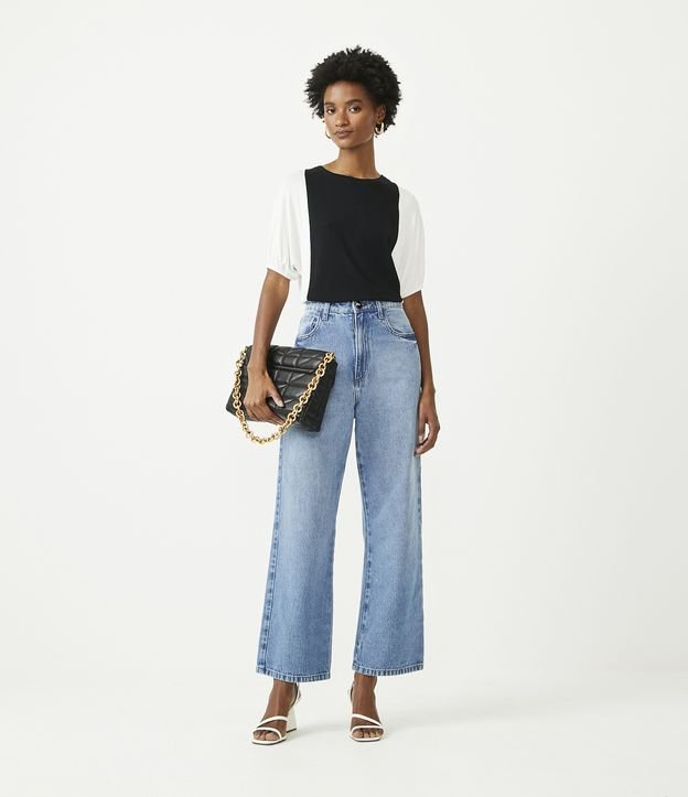 Blusa en Viscolycra con Manga Contrastante Negro 2