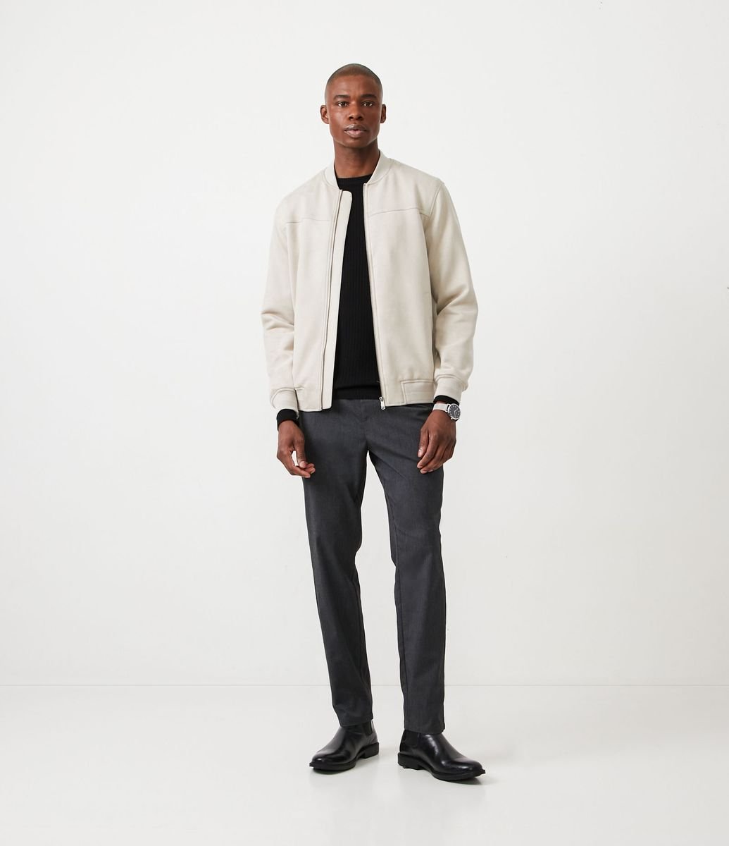 Jaqueta Bomber com Zíper e Bolsos Bege