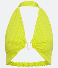 Blusa Cropped Frente Única em Viscose Texturizada