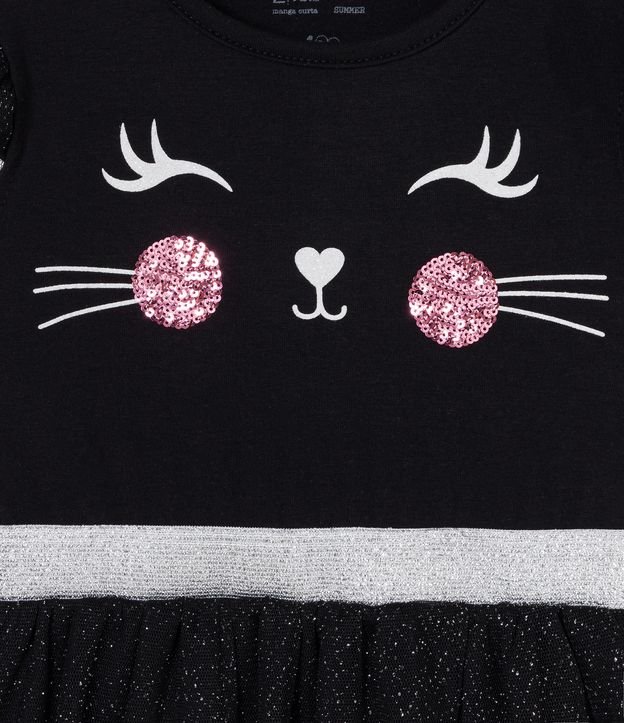 Vestido Infantil Disfraz Gatito con Vincha - Talle 1 a 5 años Negro 3