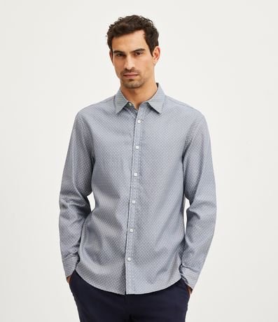 Camisa Comfort em Algodão com Textura e Estampa Mini Print Menor preço em Camisa Comfort em Algodão com Textura e Estampa Mini Print