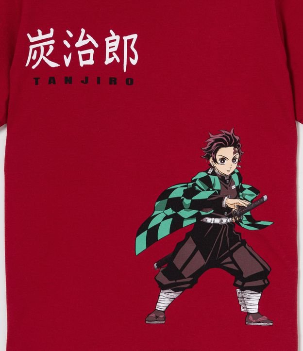 Camiseta Infantil Estampa Demon Slayer Tangiro - Tam 5 a 14 Anos Vermelho 3