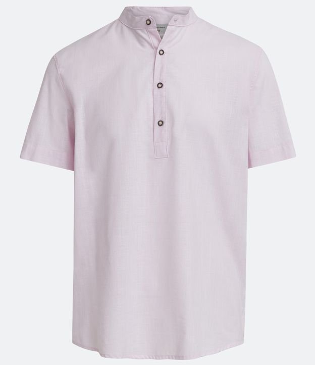 Camisa Comfort em Algodão com Abotoamento Frontal Rosa 5